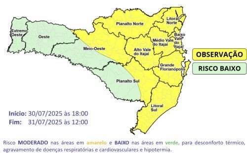 Massa de ar frio começa a se afastar, mas SC ainda registrou madrugada gelada nesta quinta