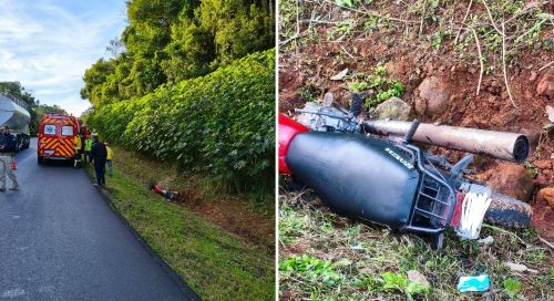  Saída de pista em Cunha Porã deixa motociclista ferido na BR-158