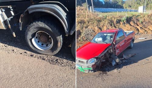 Motorista invade pista e causa acidente com caminhão no Oeste Catarinense