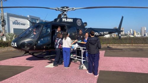 Aeronave da Polícia Civil é acionada para transferir idosa com AVC isquêmico em Maravilha