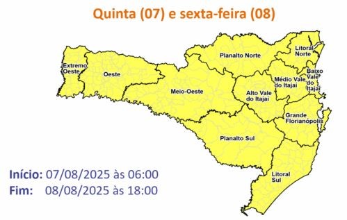 Frente fria avança e traz risco de temporais com granizo em Santa Catarina