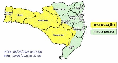 Frente fria traz frio intenso a Santa Catarina neste fim de semana