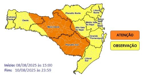 Massa de ar polar traz frio intenso a Santa Catarina neste fim de semana