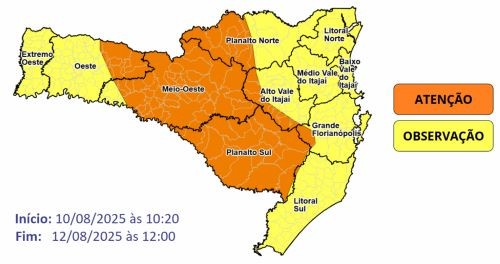 Massa de ar polar mantém temperaturas baixas e risco para saúde em SC