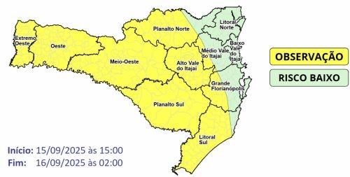 Virada no tempo marca a segunda-feira em Santa Catarina