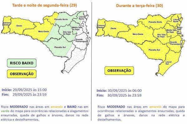 Temporais retornam a Santa Catarina nesta semana