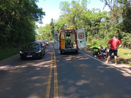 Motociclista de 43 anos fica ferido após acidente na SC-386 em Mondaí