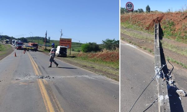 Trabalhador cai de 6 metros de poste de energia na BR-163 e sofre ferimentos graves