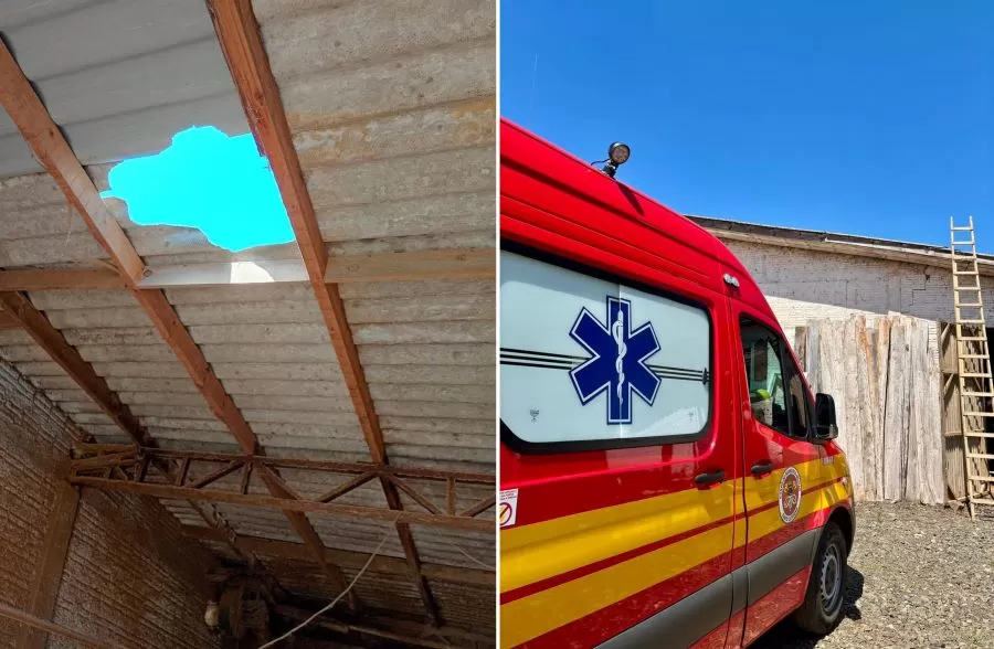 Trabalhador de 67 anos cai de três metros durante serviço em telhado em Cunha Porã